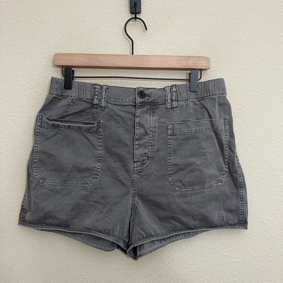 Madewell Belclaire Patch Pockets High-Rise Pull-On Shorts Basalt Gray Medium - Picture 9 of 15